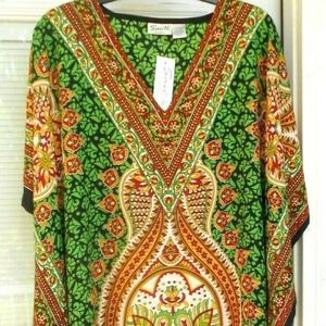 KAFTAN CAFTAN HOUSE DRESS RED GREEN BLACK MICROFIBER